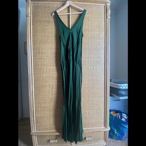 LACAUSA dress SZ Medium hunter green satin bias cut super long